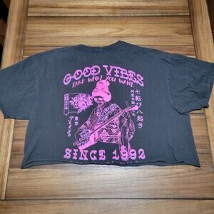 The Young & Wild Black Crop Tee "Good Vibes Take What You Want" - Size XL